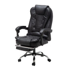 Fauteuil de bureau ergonomique pivotant et inclinable en cuir noir, style exécutif