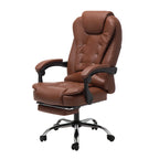 Fauteuil de bureau ergonomique pivotant et inclinable en cuir noir, style exécutif