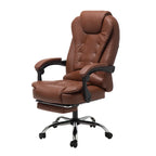 Fauteuil de bureau ergonomique pivotant et inclinable en cuir noir, style exécutif