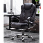 Fauteuil de bureau ergonomique pivotant et inclinable en cuir noir, style exécutif