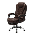 Fauteuil de bureau ergonomique pivotant et inclinable en cuir noir, style exécutif