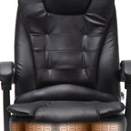 Fauteuil de bureau ergonomique pivotant et inclinable en cuir noir, style exécutif