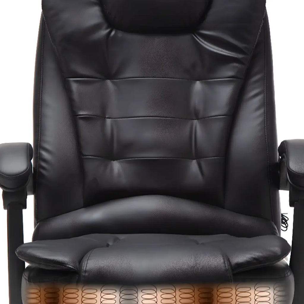 Fauteuil de bureau ergonomique pivotant et inclinable en cuir noir, style exécutif