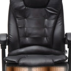 Fauteuil de bureau ergonomique pivotant et inclinable en cuir noir, style exécutif