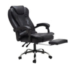 Fauteuil de bureau ergonomique pivotant et inclinable en cuir noir, style exécutif
