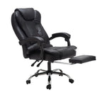 Fauteuil de bureau ergonomique pivotant et inclinable en cuir noir, style exécutif