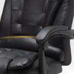 Fauteuil de bureau ergonomique pivotant et inclinable en cuir noir, style exécutif