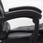 Fauteuil de bureau ergonomique pivotant et inclinable en cuir noir, style exécutif