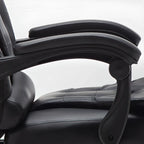 Fauteuil de bureau ergonomique pivotant et inclinable en cuir noir, style exécutif