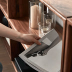 Bibliothèque horizontale courte en bois brun à dos ouvert