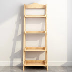 Libreria a scaletta stretta a 4 ripiani in legno di noce per camera da letto