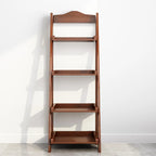 Libreria a scaletta stretta a 4 ripiani in legno di noce per camera da letto