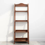 Libreria a scaletta stretta a 4 ripiani in legno di noce per camera da letto