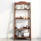 Libreria a scaletta stretta a 4 ripiani in legno di noce per camera da letto