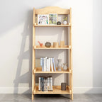 Libreria a scaletta stretta a 4 ripiani in legno di noce per camera da letto