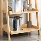 Libreria a scaletta stretta a 4 ripiani in legno di noce per camera da letto