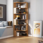 Bibliothèque d'angle profonde en bois avec dos ouvert pour le salon