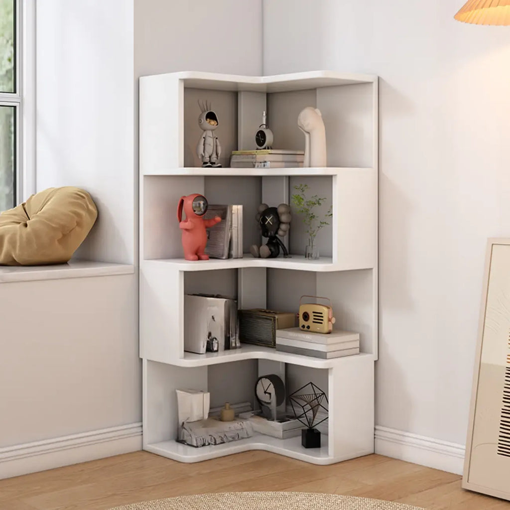 Bibliothèque d'angle profonde en bois avec dos ouvert pour le salon
