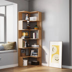 Bibliothèque d'angle profonde en bois avec dos ouvert pour le salon