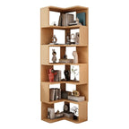 Bibliothèque d'angle profonde en bois avec dos ouvert pour le salon