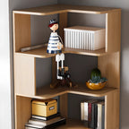 Bibliothèque d'angle profonde en bois avec dos ouvert pour le salon