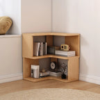 Bibliothèque d'angle profonde en bois avec dos ouvert pour le salon