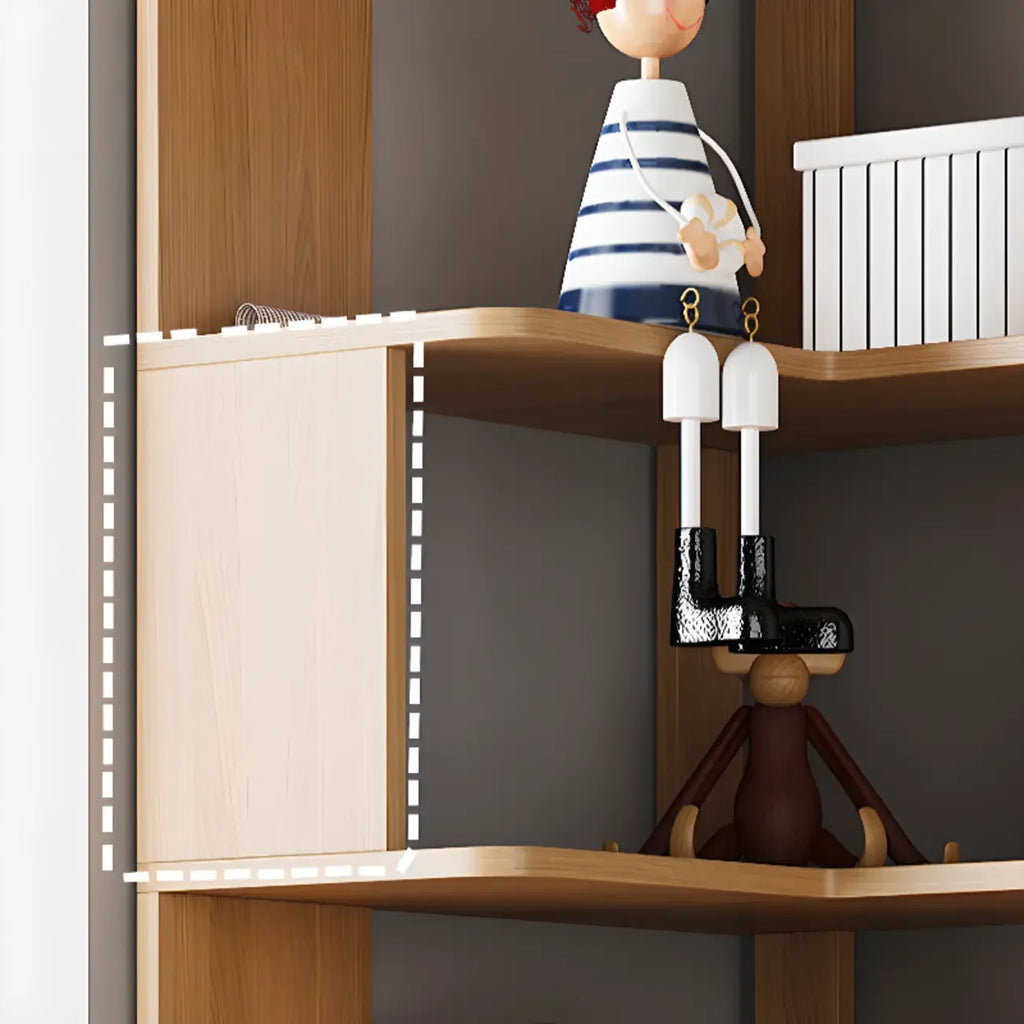 Bibliothèque d'angle profonde en bois avec dos ouvert pour le salon