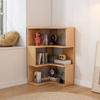 Bibliothèque d'angle profonde en bois avec dos ouvert pour le salon