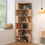 Bibliothèque d'angle profonde en bois avec dos ouvert pour le salon