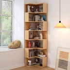 Bibliothèque d'angle profonde en bois avec dos ouvert pour le salon