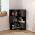 Bibliothèque d'angle profonde en bois avec dos ouvert pour le salon