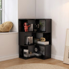 Bibliothèque d'angle profonde en bois avec dos ouvert pour le salon