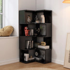 Bibliothèque d'angle profonde en bois avec dos ouvert pour le salon