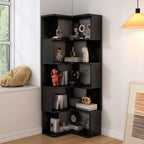 Bibliothèque d'angle profonde en bois avec dos ouvert pour le salon