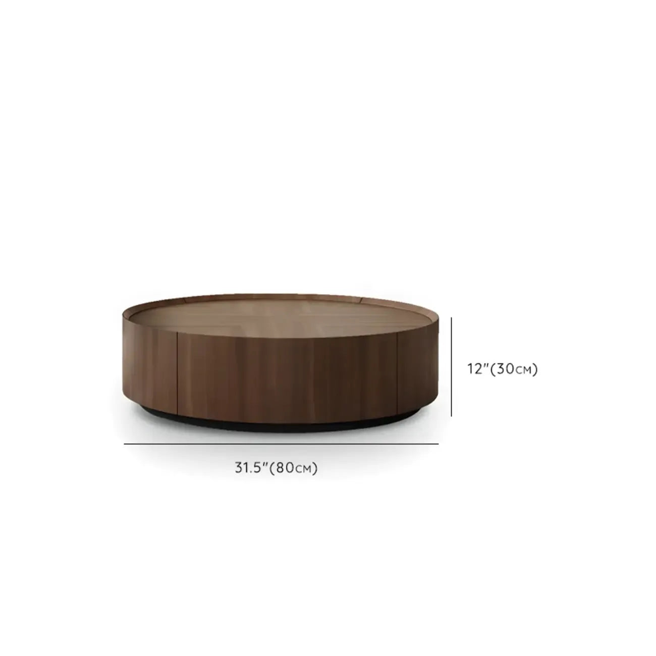 Table basse ronde élégante en bois marron avec rangement