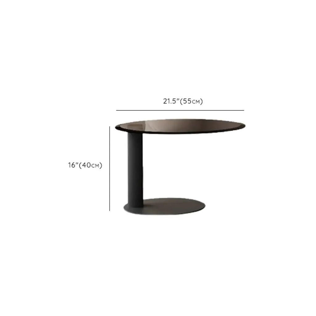 Table basse ronde élégante en bois marron avec rangement