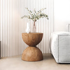 Table d'appoint en bois naturel de forme sablier