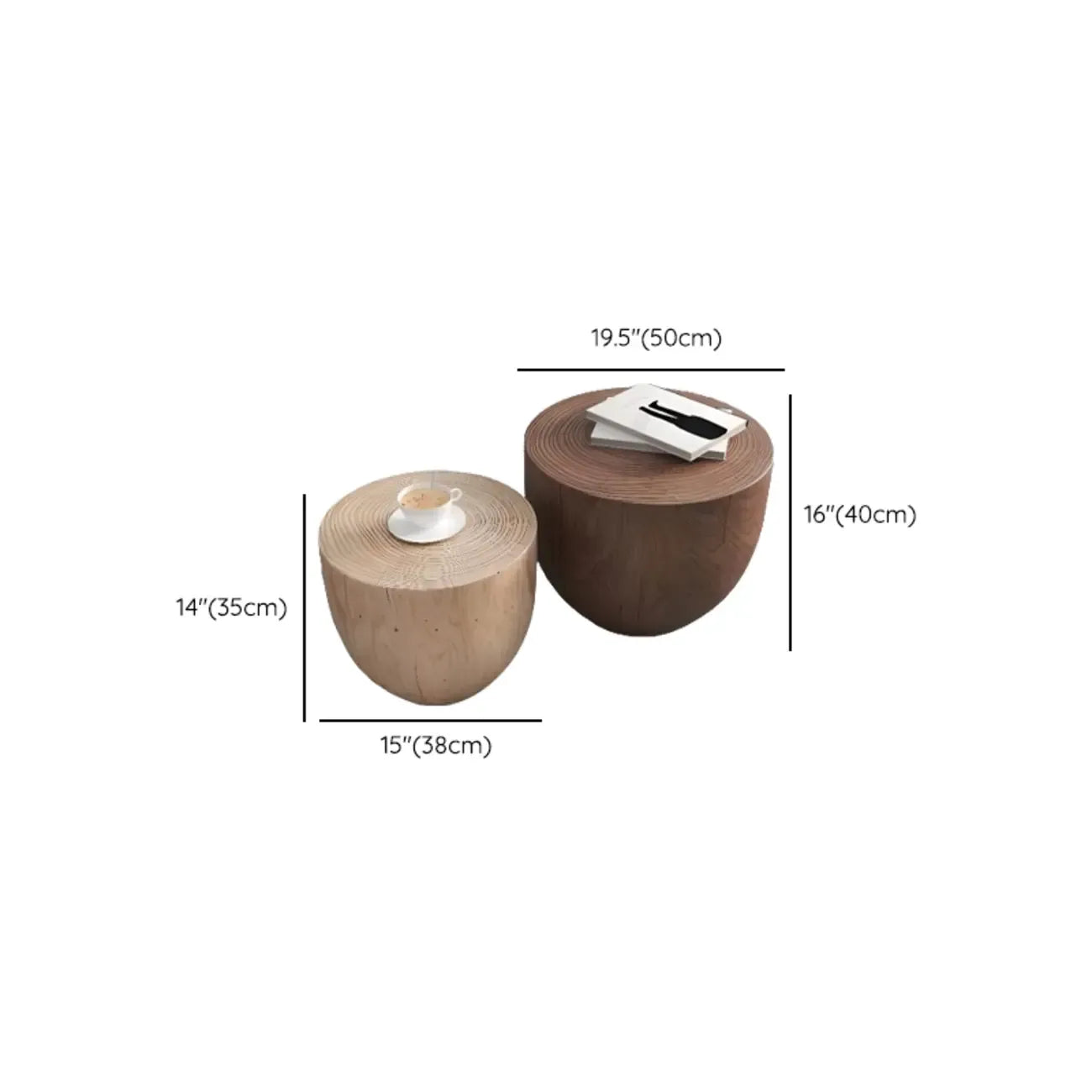 Table d'appoint en bois naturel de forme sablier