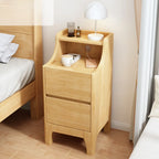 Table de chevet avec tiroir de rangement en bois naturel pour chambre à coucher
