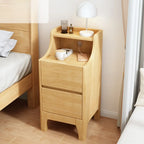 Table de chevet avec tiroir de rangement en bois naturel pour chambre à coucher