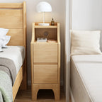 Table de chevet avec tiroir de rangement en bois naturel pour chambre à coucher