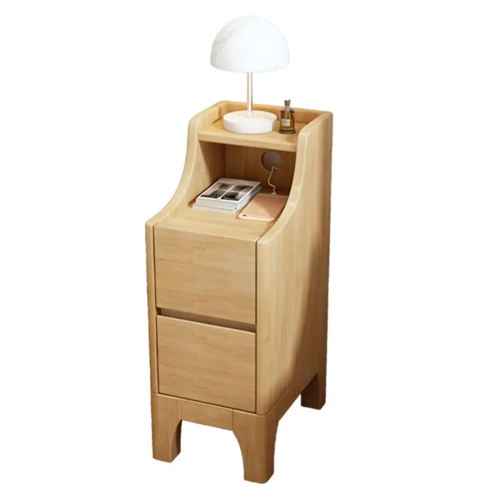 Table de chevet avec tiroir de rangement en bois naturel pour chambre à coucher