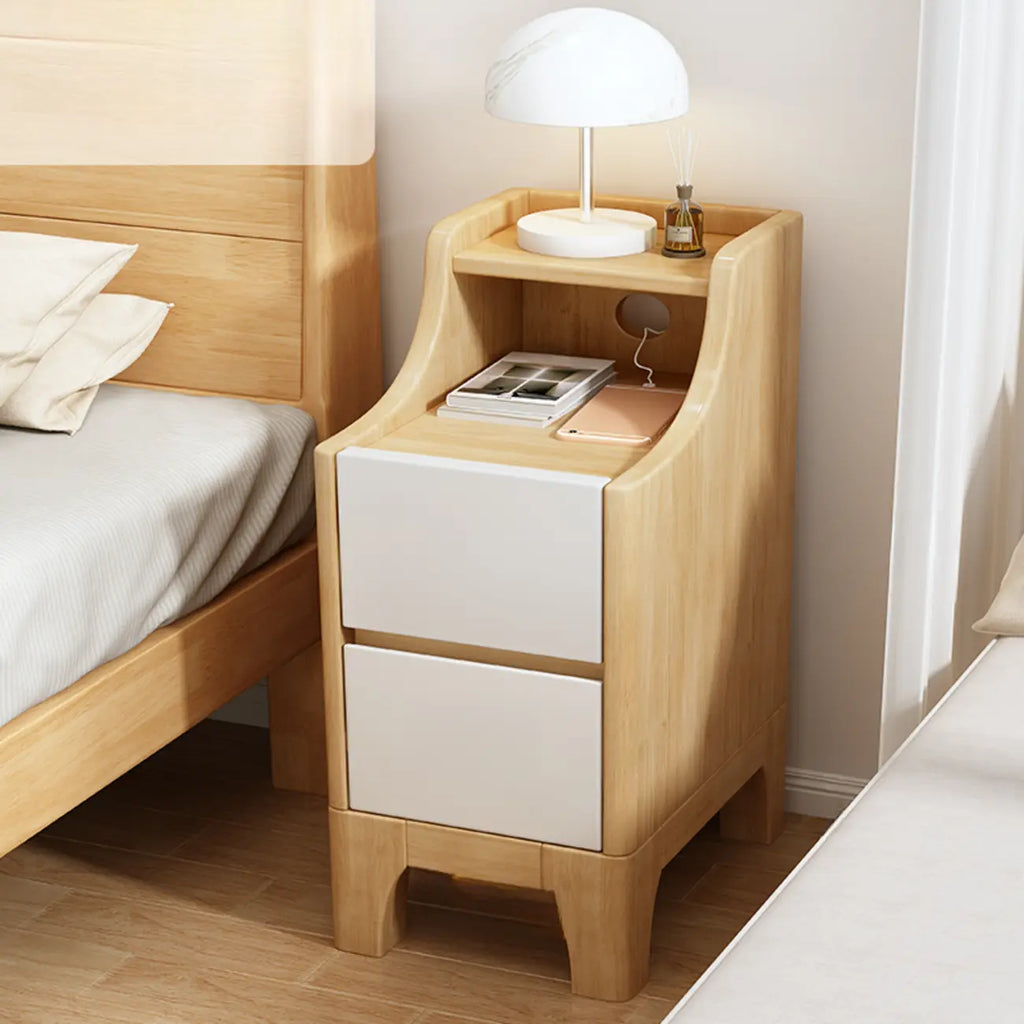 Table de chevet avec tiroir de rangement en bois naturel pour chambre à coucher
