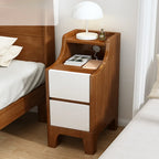 Table de chevet avec tiroir de rangement en bois naturel pour chambre à coucher