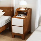 Table de chevet avec tiroir de rangement en bois naturel pour chambre à coucher