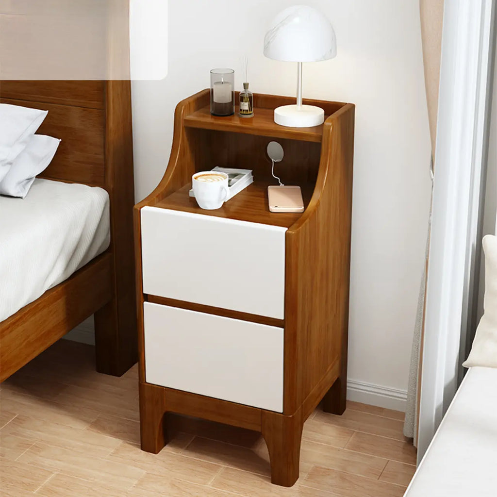 Table de chevet avec tiroir de rangement en bois naturel pour chambre à coucher
