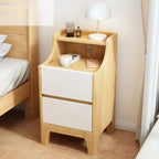 Table de chevet avec tiroir de rangement en bois naturel pour chambre à coucher