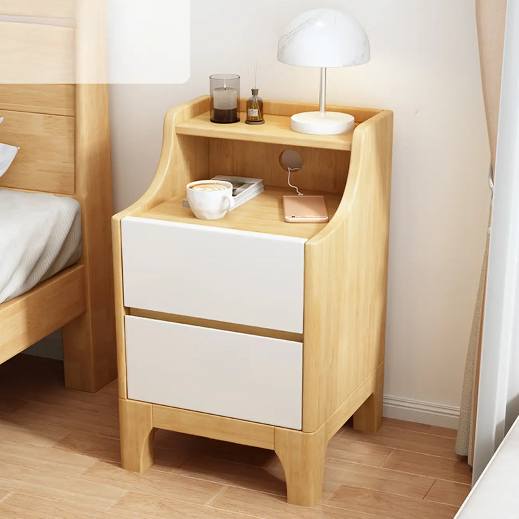 Table de chevet avec tiroir de rangement en bois naturel pour chambre à coucher