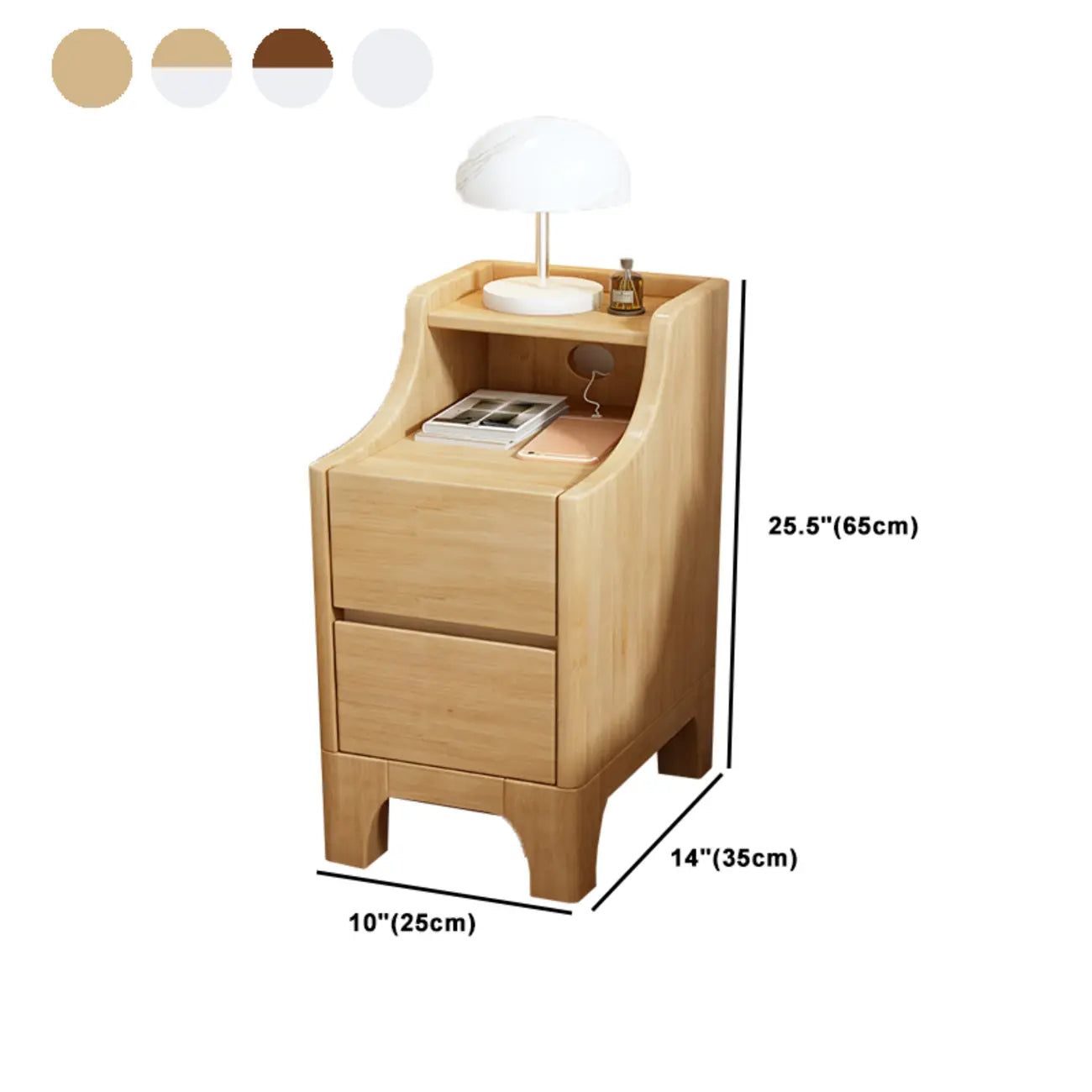 Table de chevet avec tiroir de rangement en bois naturel pour chambre à coucher