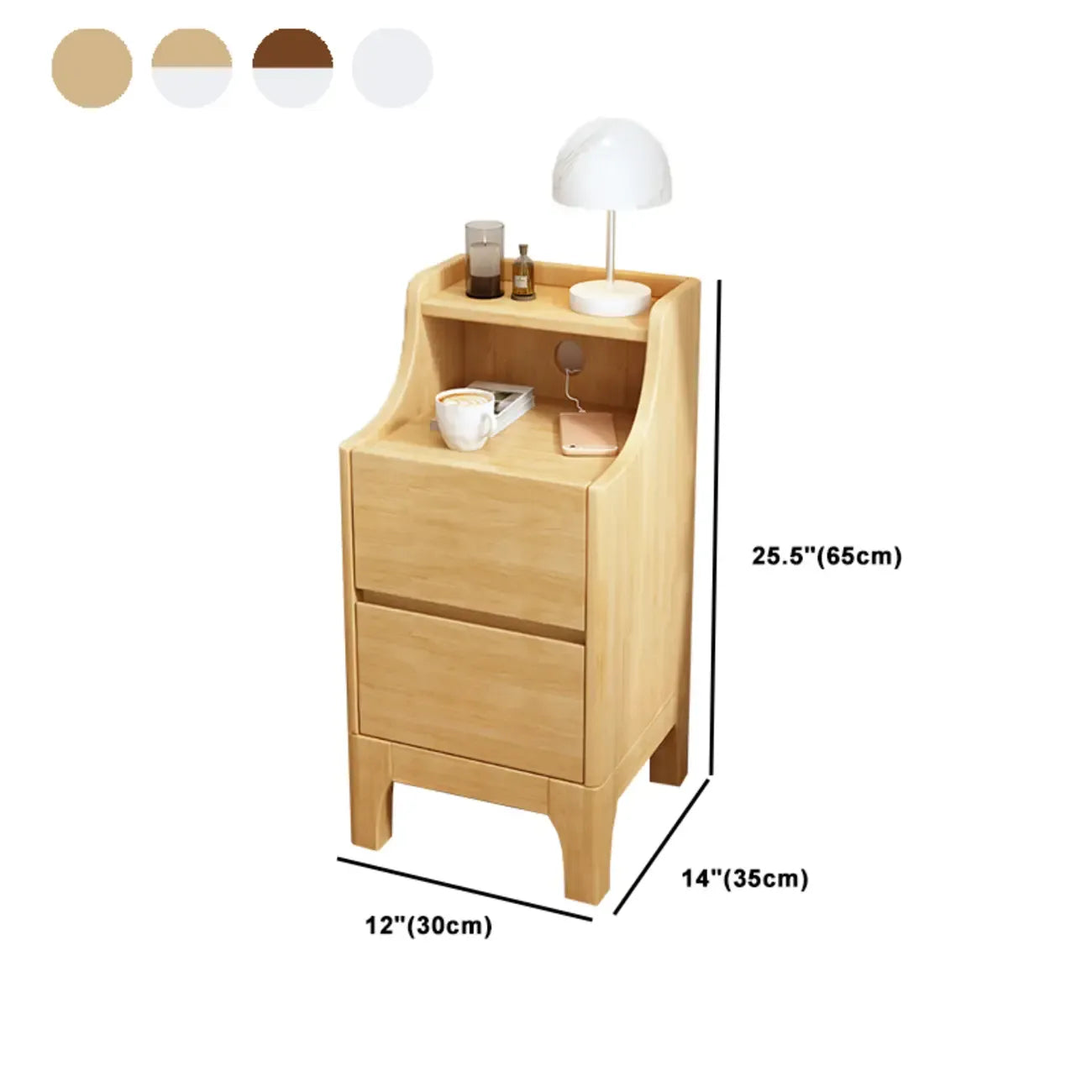 Table de chevet avec tiroir de rangement en bois naturel pour chambre à coucher